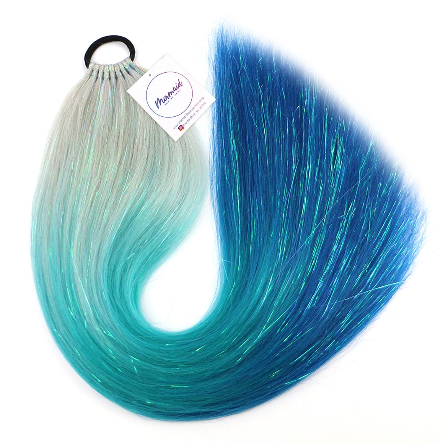Mermaid Hair Extensions-Ocean Wave With Tinsel – Mermaid Hair By Emma