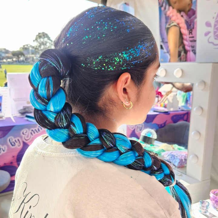 Black and Blue Mix of Mermaid Hair Extensions for kids