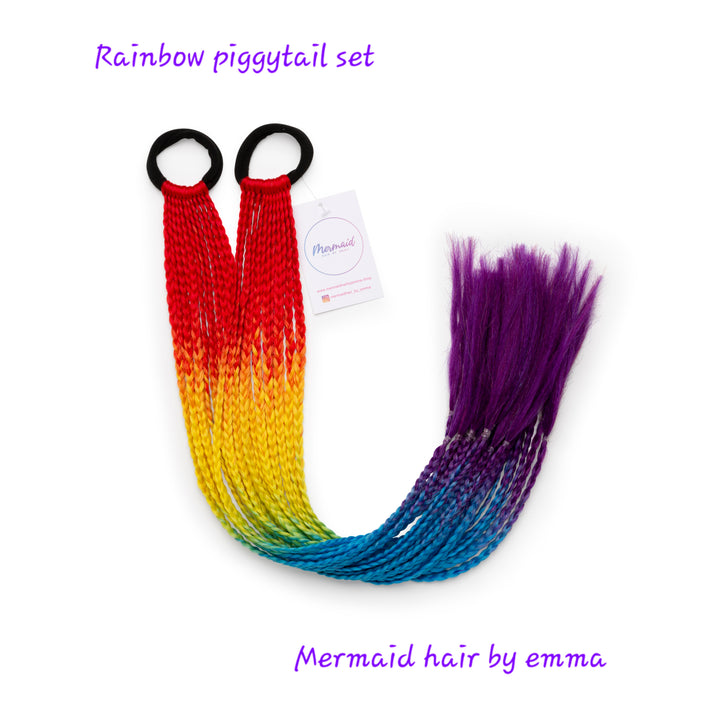 Rainbow Braided Piggy Tail Sets